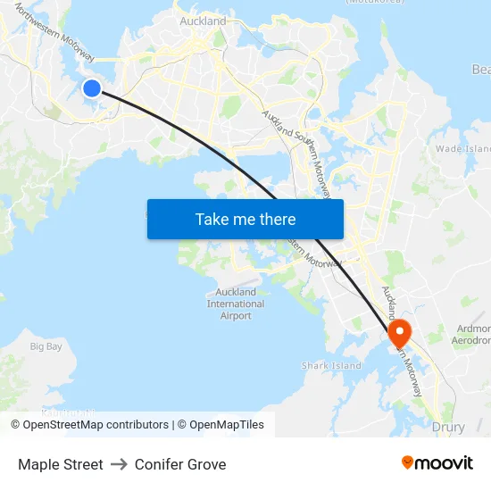Maple Street to Conifer Grove map