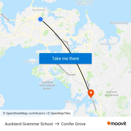 Auckland Grammar School to Conifer Grove map