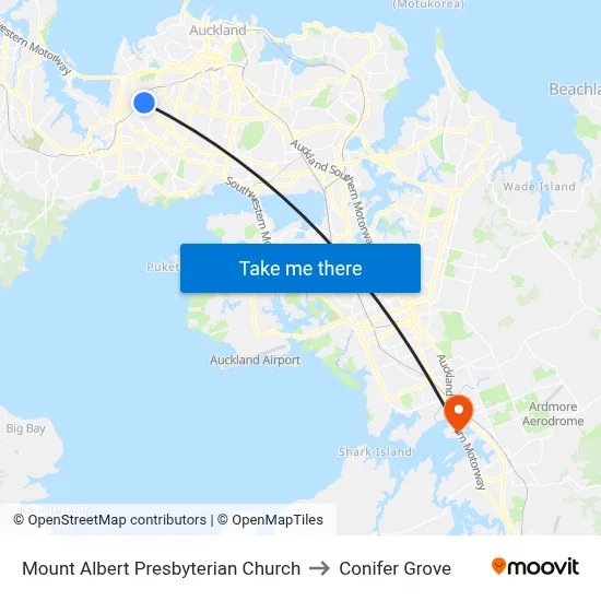 Mount Albert Presbyterian Church to Conifer Grove map