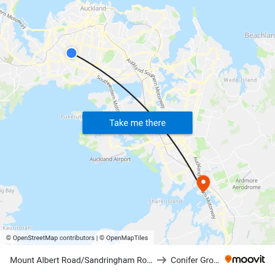 Mount Albert Road/Sandringham Road to Conifer Grove map