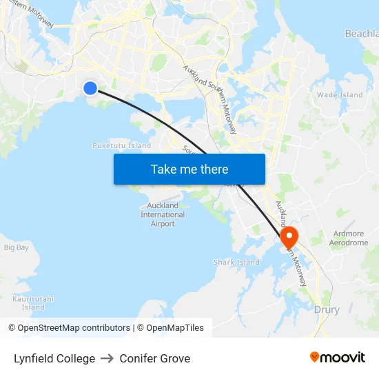 Lynfield College to Conifer Grove map