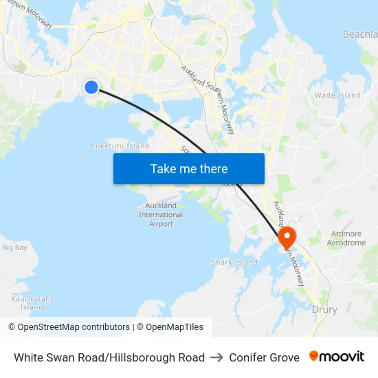 White Swan Road/Hillsborough Road to Conifer Grove map