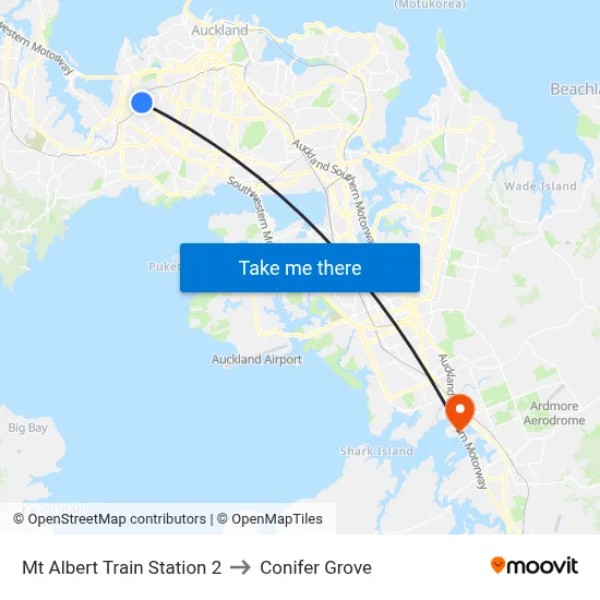 Mt Albert Train Station 2 to Conifer Grove map