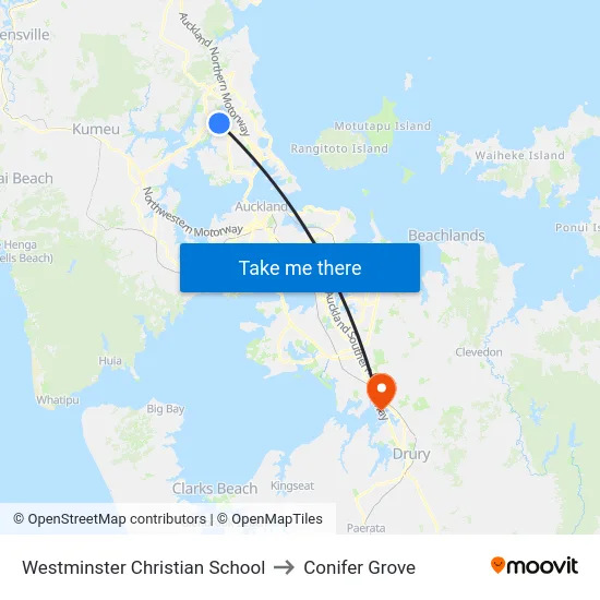 Westminster Christian School to Conifer Grove map