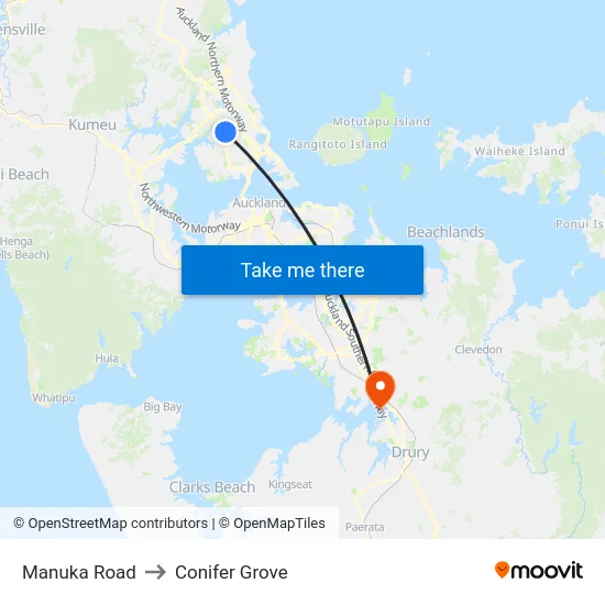 Manuka Road to Conifer Grove map