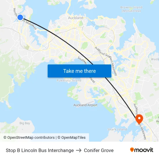 Stop B Lincoln Bus Interchange to Conifer Grove map