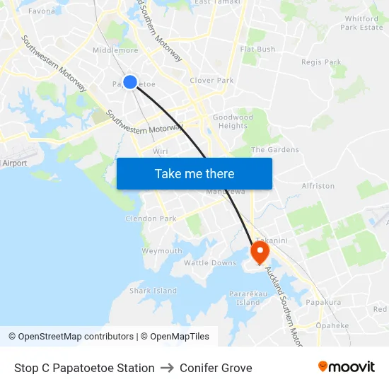 Stop C Papatoetoe Station to Conifer Grove map