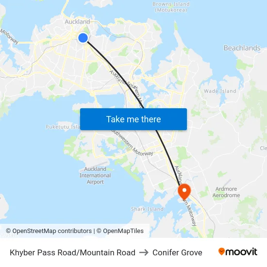 Khyber Pass Road/Mountain Road to Conifer Grove map