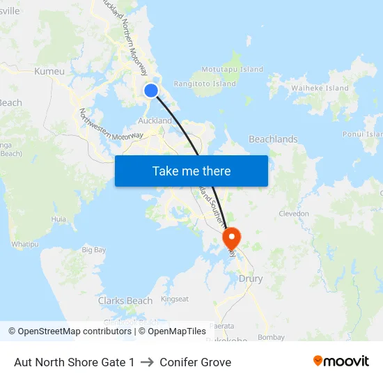 Aut North Shore Gate 1 to Conifer Grove map