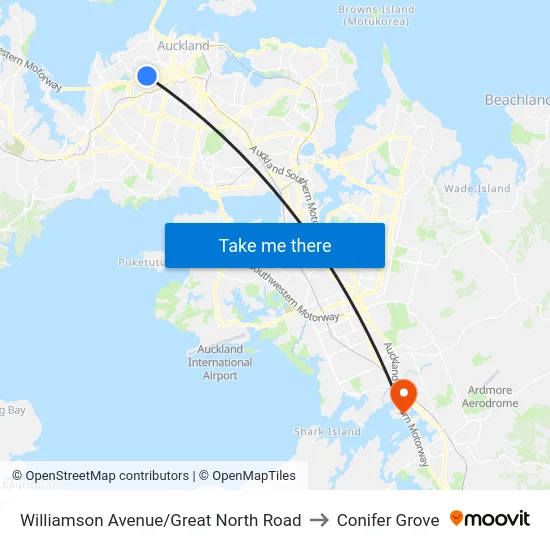 Williamson Avenue/Great North Road to Conifer Grove map