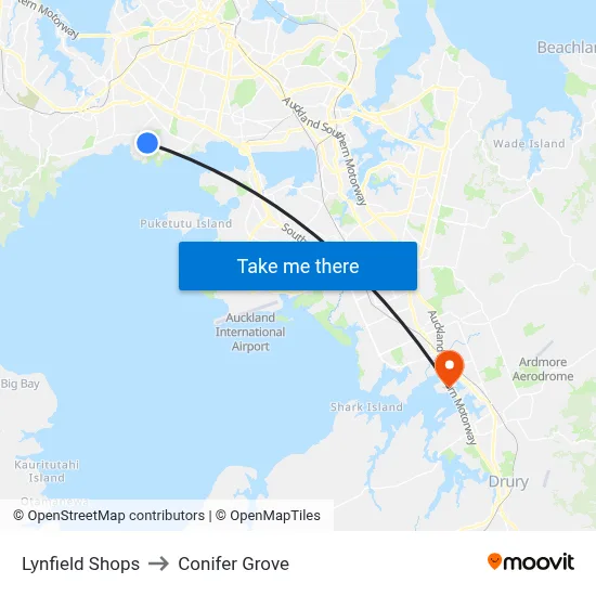 Lynfield Shops to Conifer Grove map