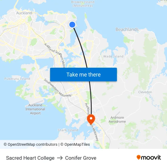 Sacred Heart College to Conifer Grove map