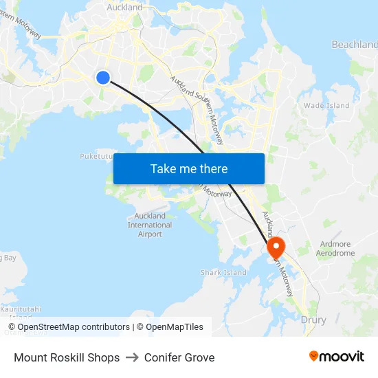 Mount Roskill Shops to Conifer Grove map