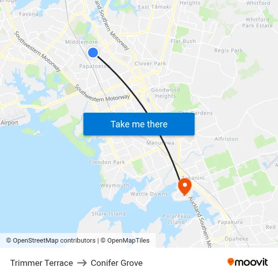 Trimmer Terrace to Conifer Grove map
