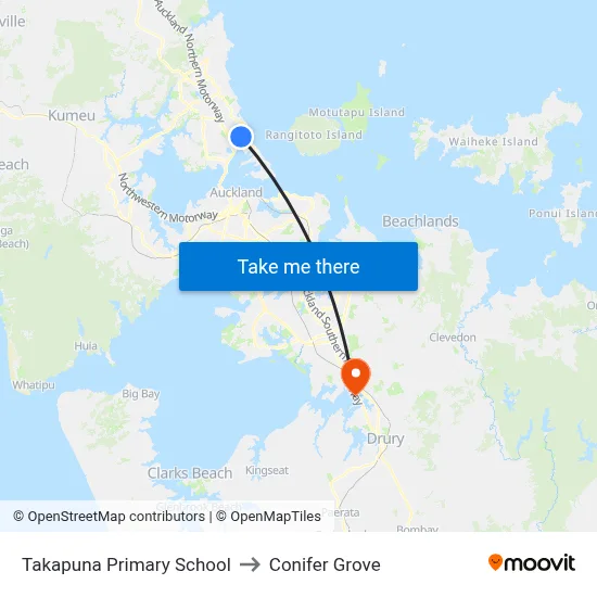 Takapuna Primary School to Conifer Grove map
