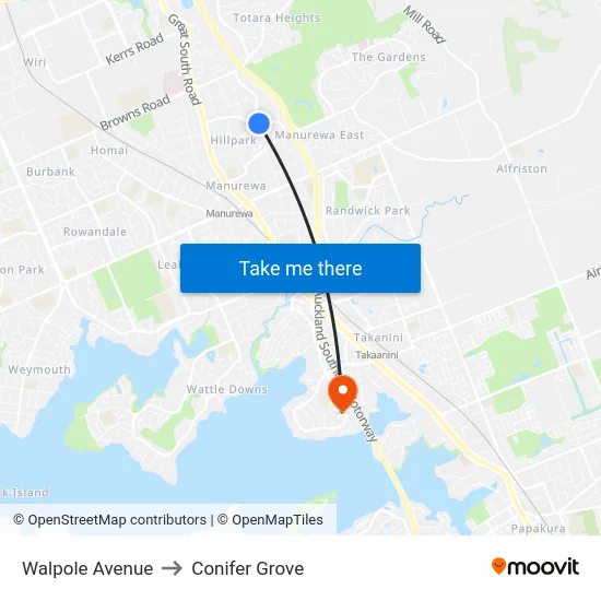 Walpole Avenue to Conifer Grove map