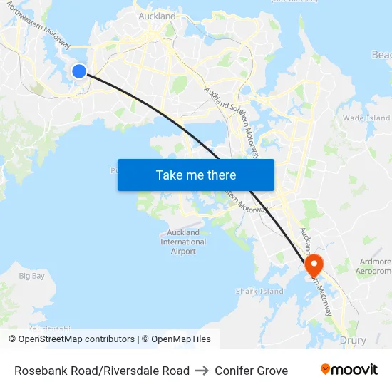 Rosebank Road/Riversdale Road to Conifer Grove map