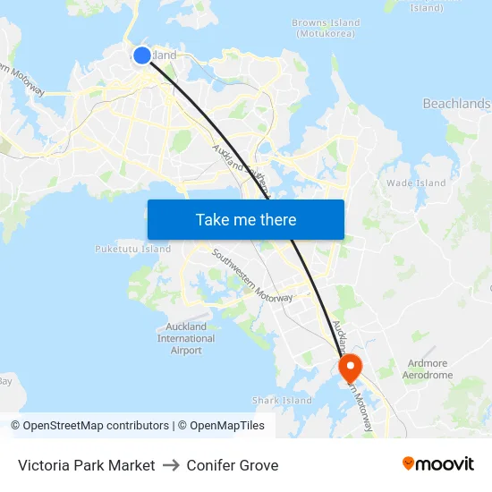 Victoria Park Market to Conifer Grove map