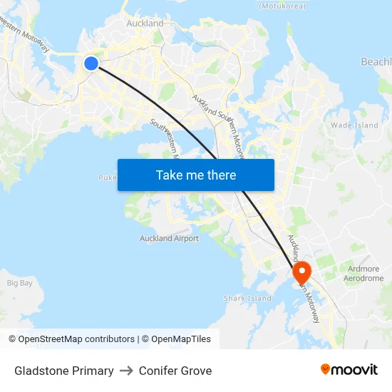 Gladstone Primary to Conifer Grove map