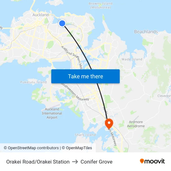 Orakei Road/Orakei Station to Conifer Grove map