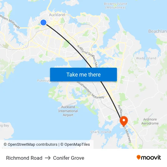 Richmond Road to Conifer Grove map