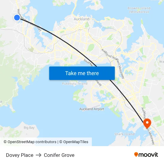 Dovey Place to Conifer Grove map
