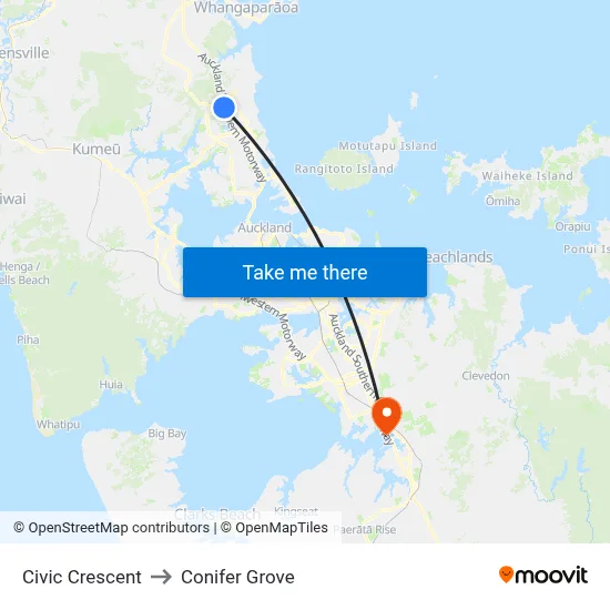 Civic Crescent to Conifer Grove map