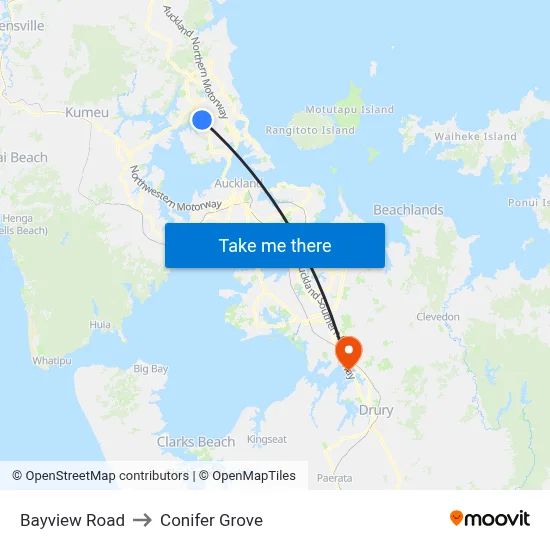 Bayview Road to Conifer Grove map