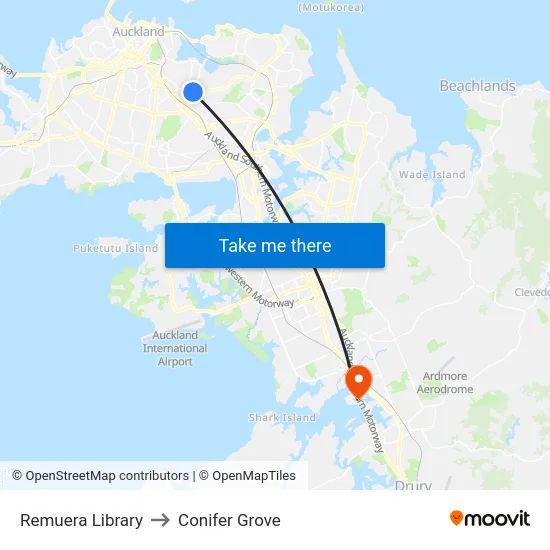 Remuera Library to Conifer Grove map