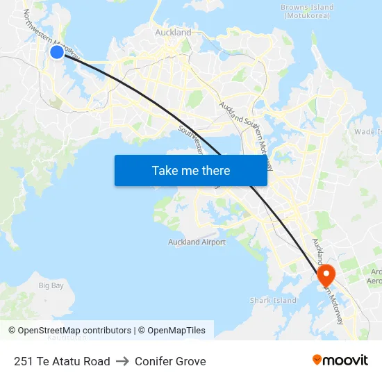 251 Te Atatu Road to Conifer Grove map