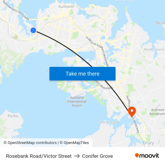 Rosebank Road/Victor Street to Conifer Grove map