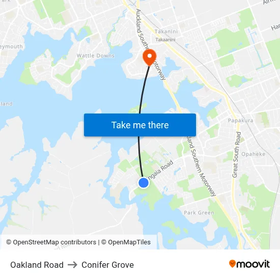 Oakland Road to Conifer Grove map