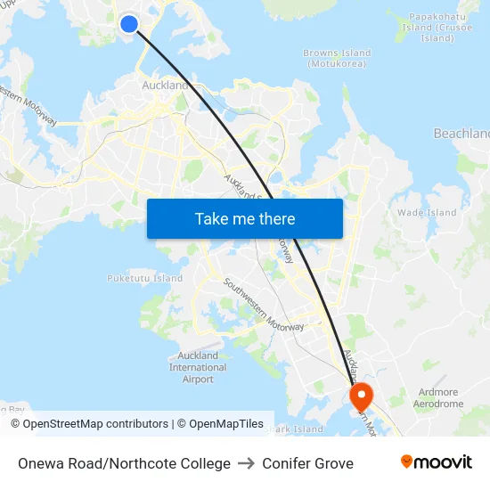 Onewa Road/Northcote College to Conifer Grove map