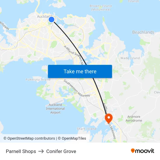 Parnell Shops to Conifer Grove map