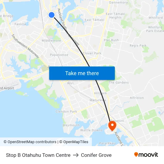 Stop B Otahuhu Town Centre to Conifer Grove map