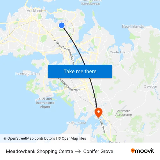 Meadowbank Shopping Centre to Conifer Grove map