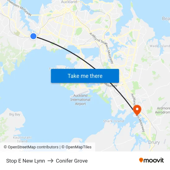 Stop E New Lynn to Conifer Grove map