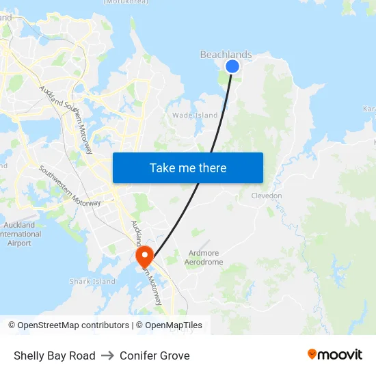 Shelly Bay Road to Conifer Grove map