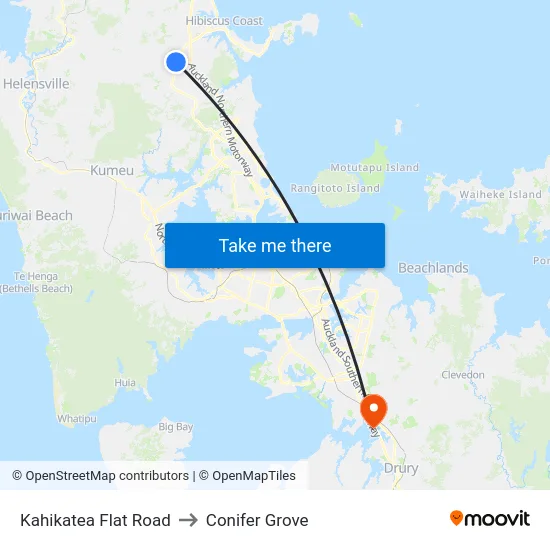 Kahikatea Flat Road to Conifer Grove map