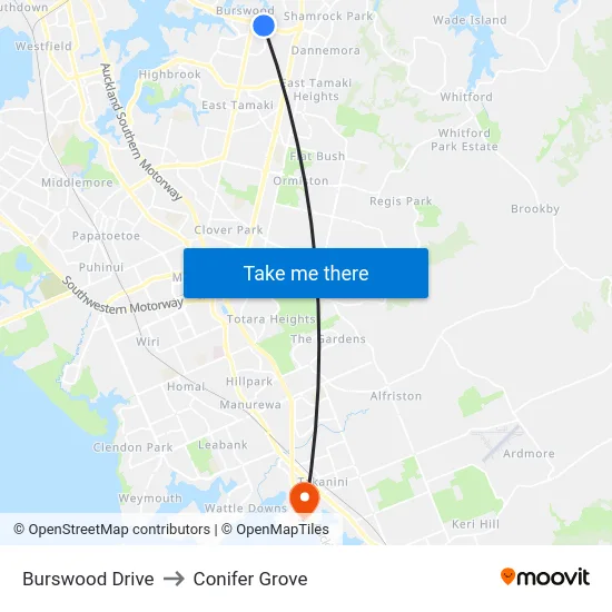 Burswood Drive to Conifer Grove map