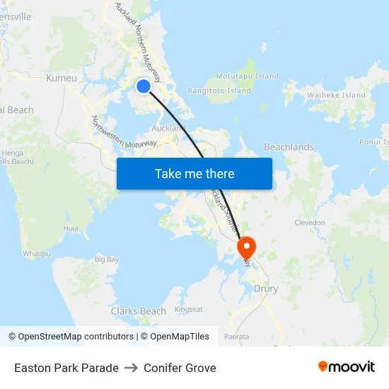 Easton Park Parade to Conifer Grove map