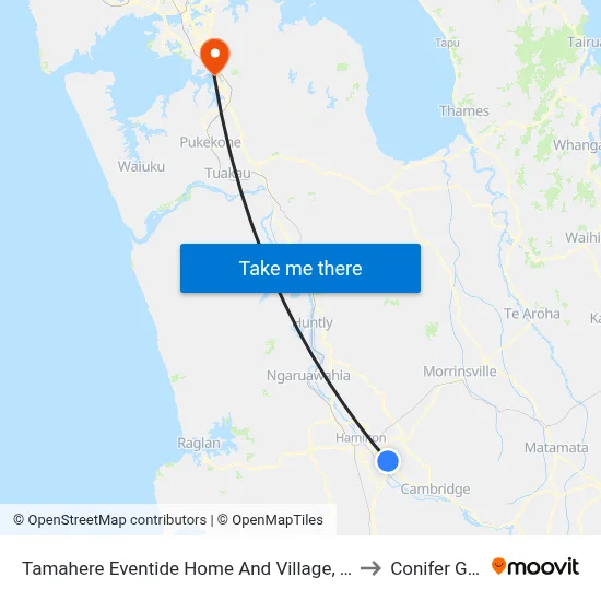 Tamahere Eventide Home And Village, Tamahere to Conifer Grove map
