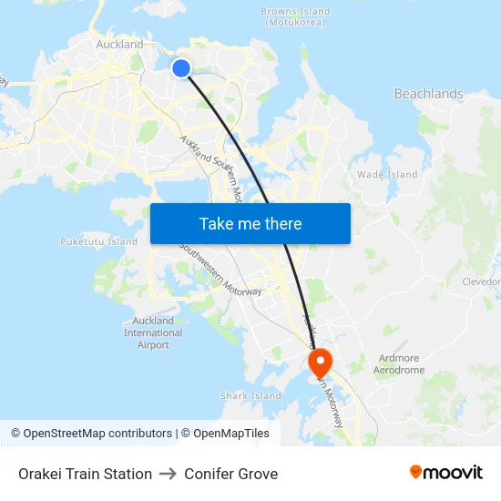 Orakei Train Station to Conifer Grove map