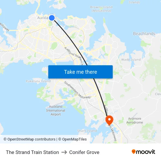 The Strand Train Station to Conifer Grove map