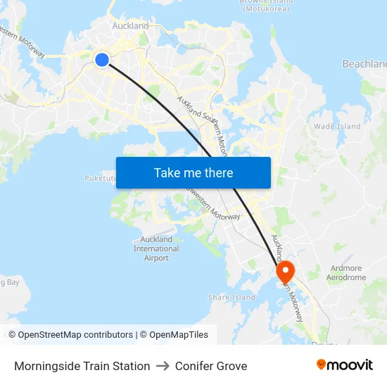 Morningside Train Station to Conifer Grove map