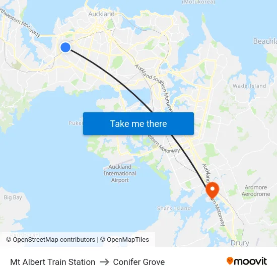 Mt Albert Train Station to Conifer Grove map