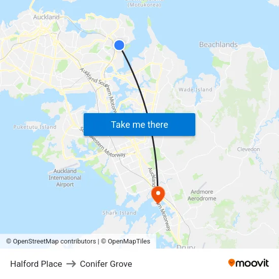 Halford Place to Conifer Grove map