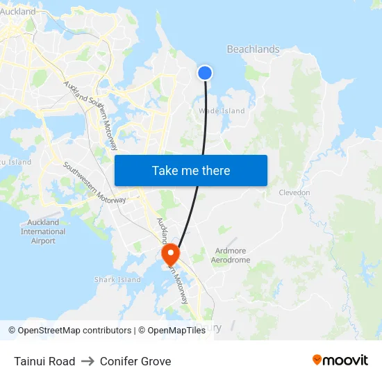 Tainui Road to Conifer Grove map