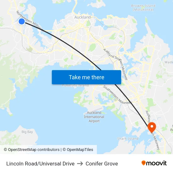 Lincoln Road/Universal Drive to Conifer Grove map