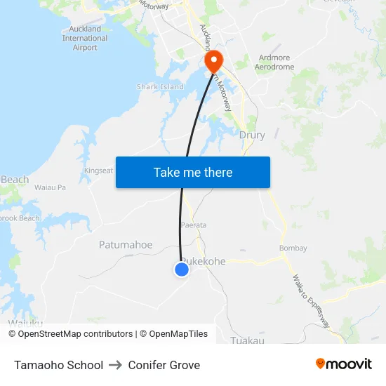 Tamaoho School to Conifer Grove map